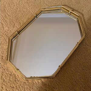 Vintage Octagonal Gold Mirrored Tray / Vanity Display